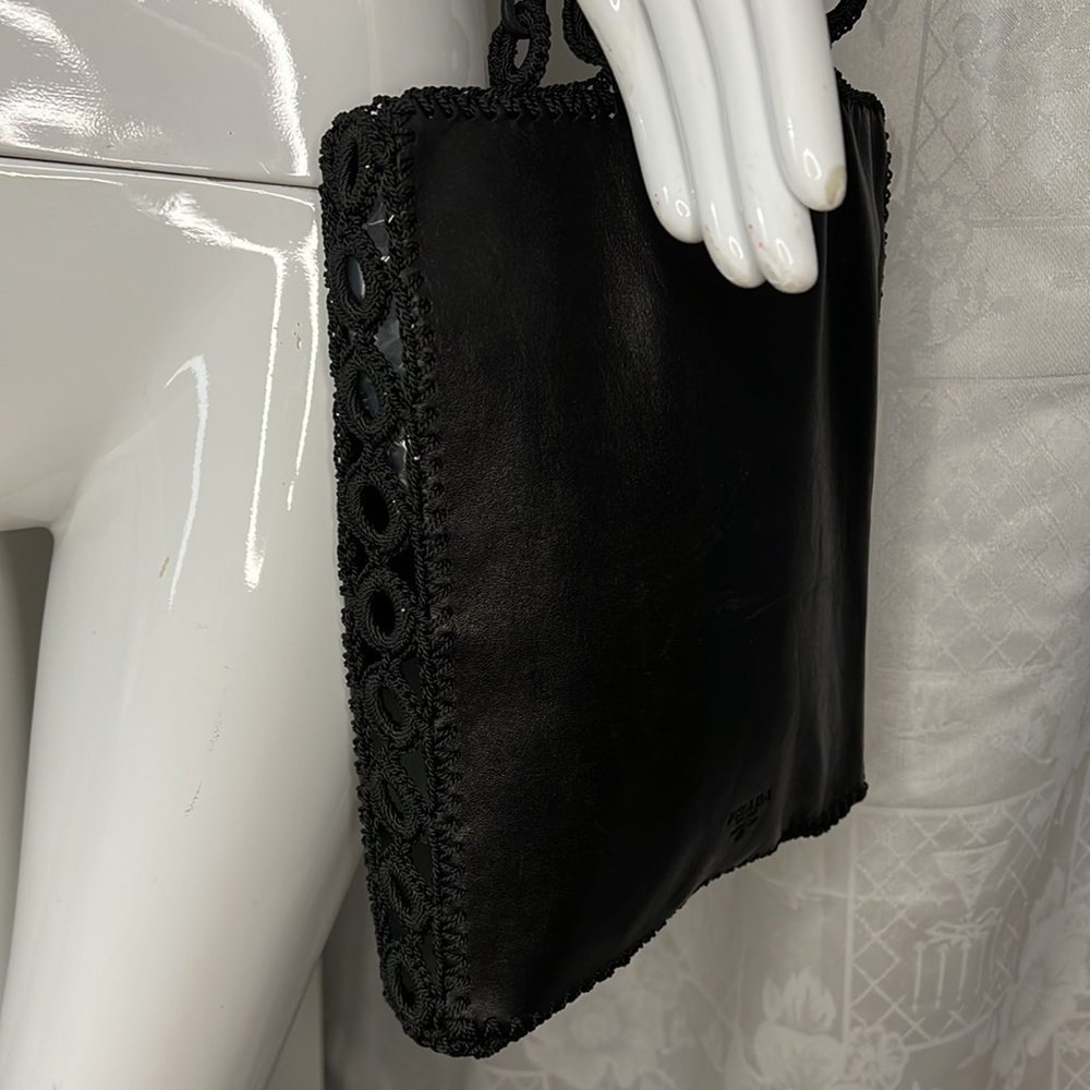 Prada Leather And Crochet Small Tote Bag - Picture 7 of 16